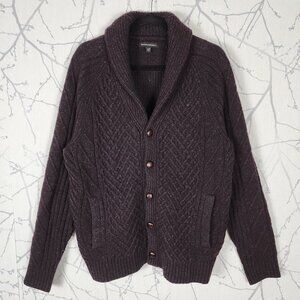 Banana Republic Wool Linen Chunky Cable Knit Shawl Collar Cardigan